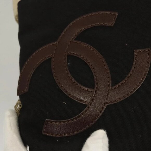 CHANEL COCO Mark Camelia Tote Bag Canvas Black Silver CC Auth - Picture 11 of 15